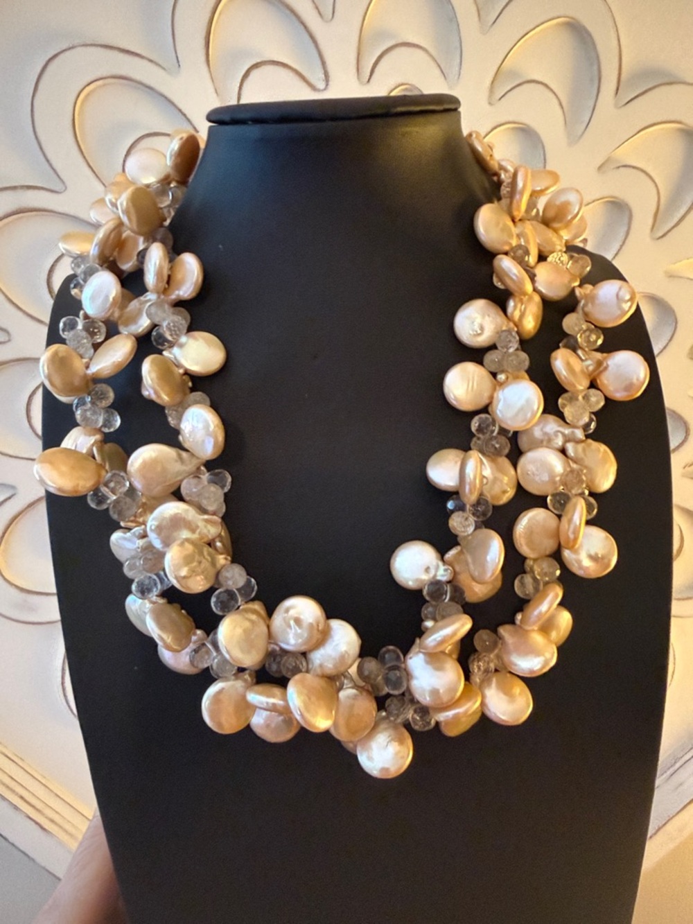 TWO BLONDE LIZARDS Keshi Pearl Multi-Strand Necklace Choker Stamped